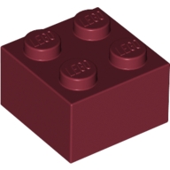 Lego kostka (kostička) 2x2, tmavě červená (4249697, 4249850, 4539104)